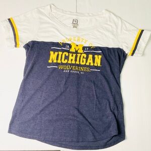 Michigan Wolverines Navy & White Tee Yellow Logo ProEdge Size L